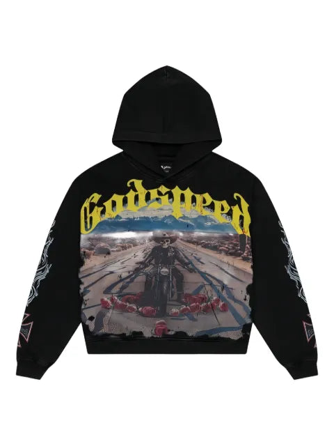 GODSPEED Long Lonely Road graphic print hoodie