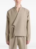 Manière De Voir Robin in beige textured kimono wrap jacket
