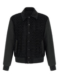 Balmain logo-pattern bomber jacket