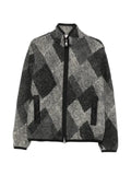 Moncler diamond pattern wool blend zip-up cardigan