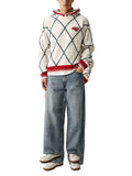BARROW argyle-knit pointelle-detail hoodie
