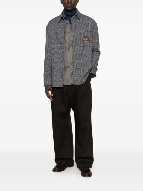 Drôle De Monsieur houndstooth-pattern zip-up shirt