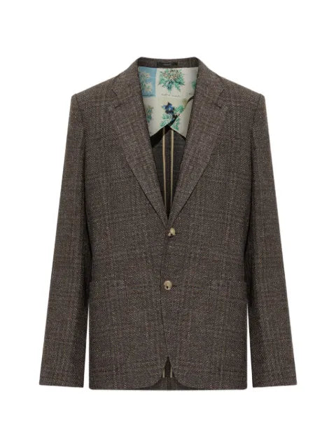 Paul Smith brown check wool patch-pocket buggy-lined blazer