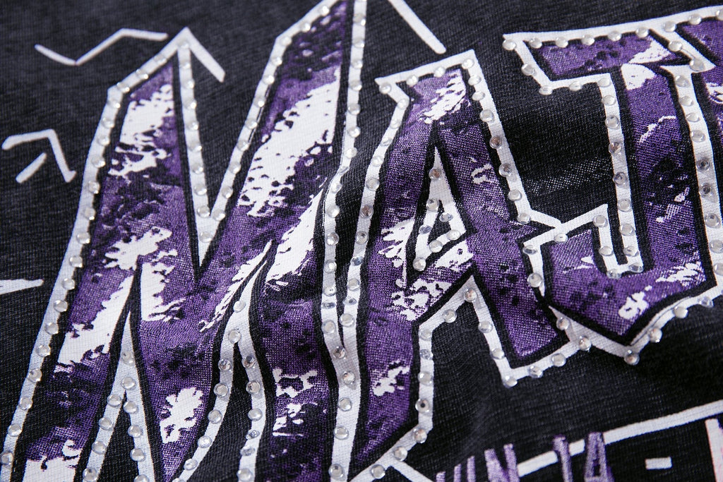 MAJESTIK Washed Rhinestone Graphic T-Shirt