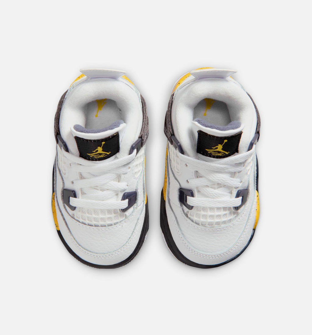 Air Jordan 4 Retro Rare Air Tour Yellow Infant & Toddler Lifestyle Shoe - White/Dark Blue Grey/Black/Tour Yellow