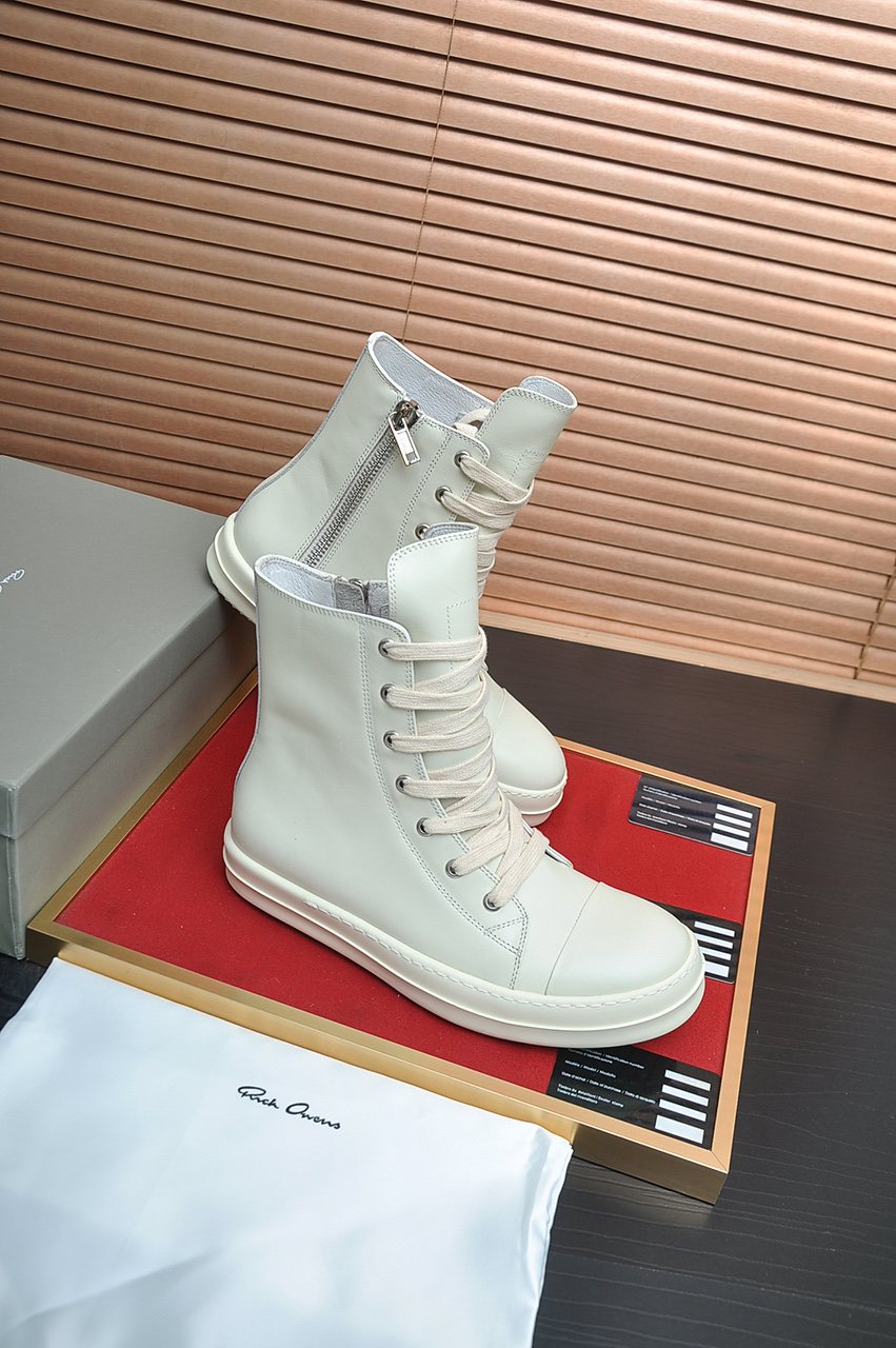 Rick Owens Off-White High-Top Sneakers