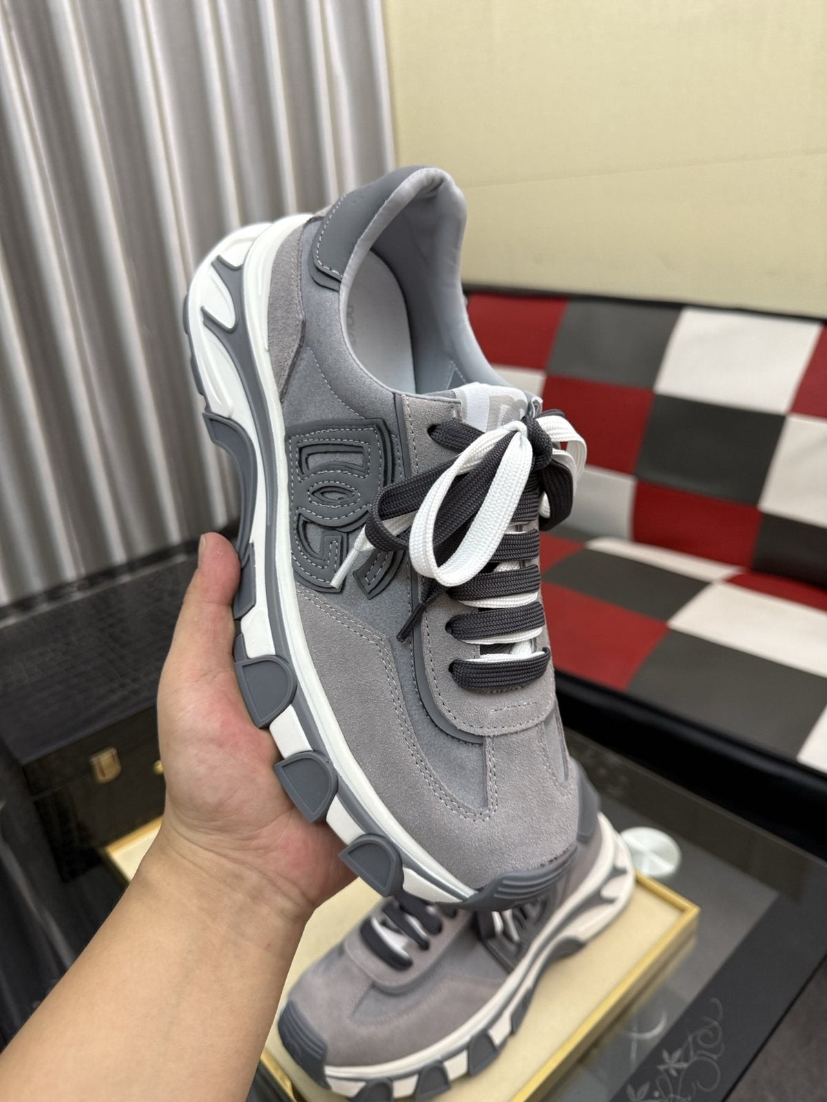 Dolce & Gabbana Men's Gray Lace-Up Sneakers