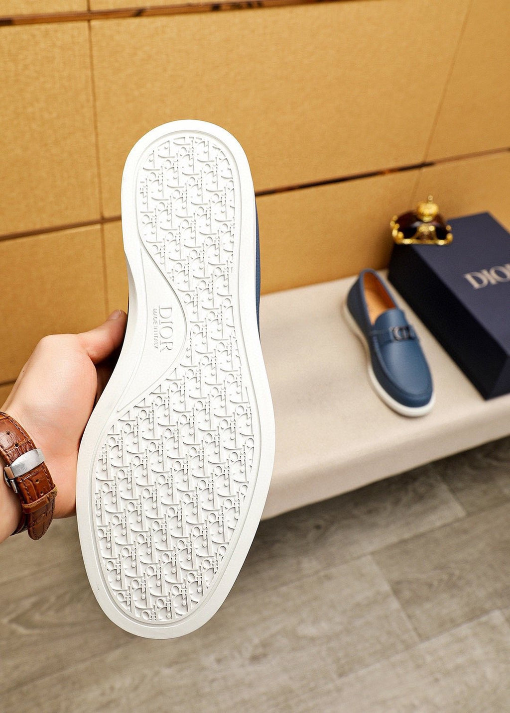 Dior Pebbled Leather Buckle Loafers
