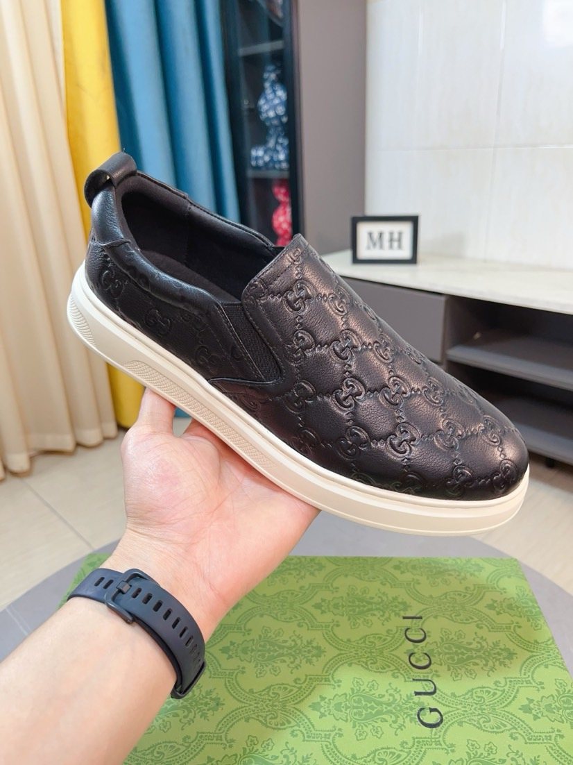 Gucci Men's Embossed Slip-On Sneakers