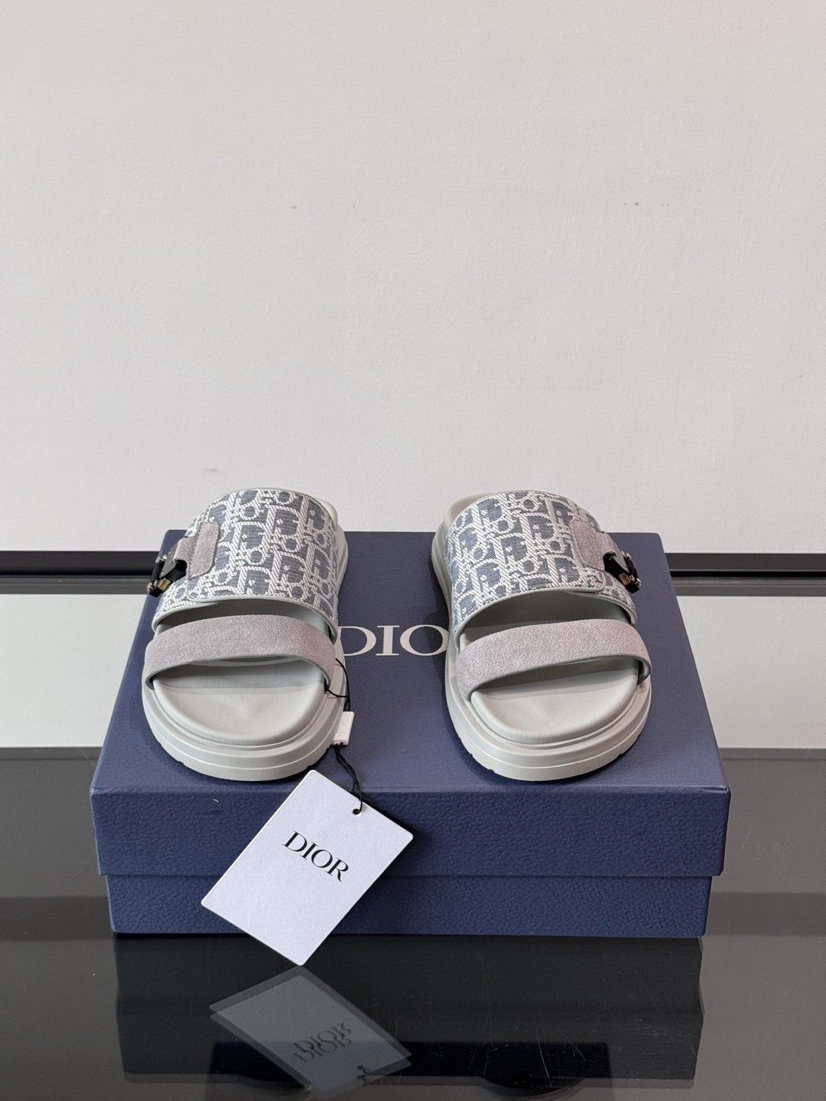 Dior Men's Patterned Strap Slide Sandals - Grooved Outsole