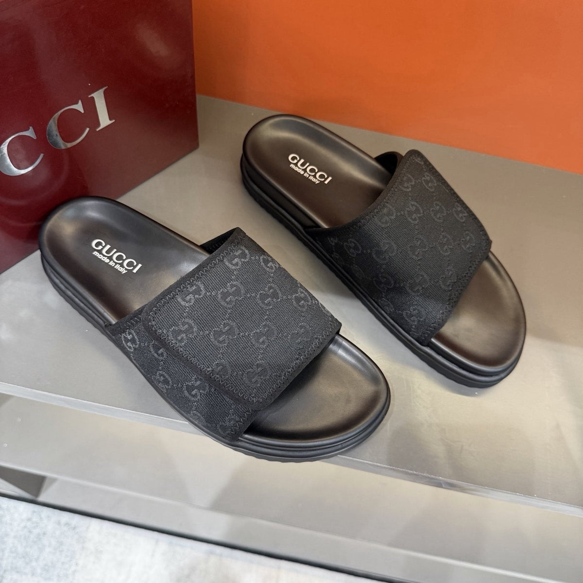 Gucci Monogram Slide Sandals