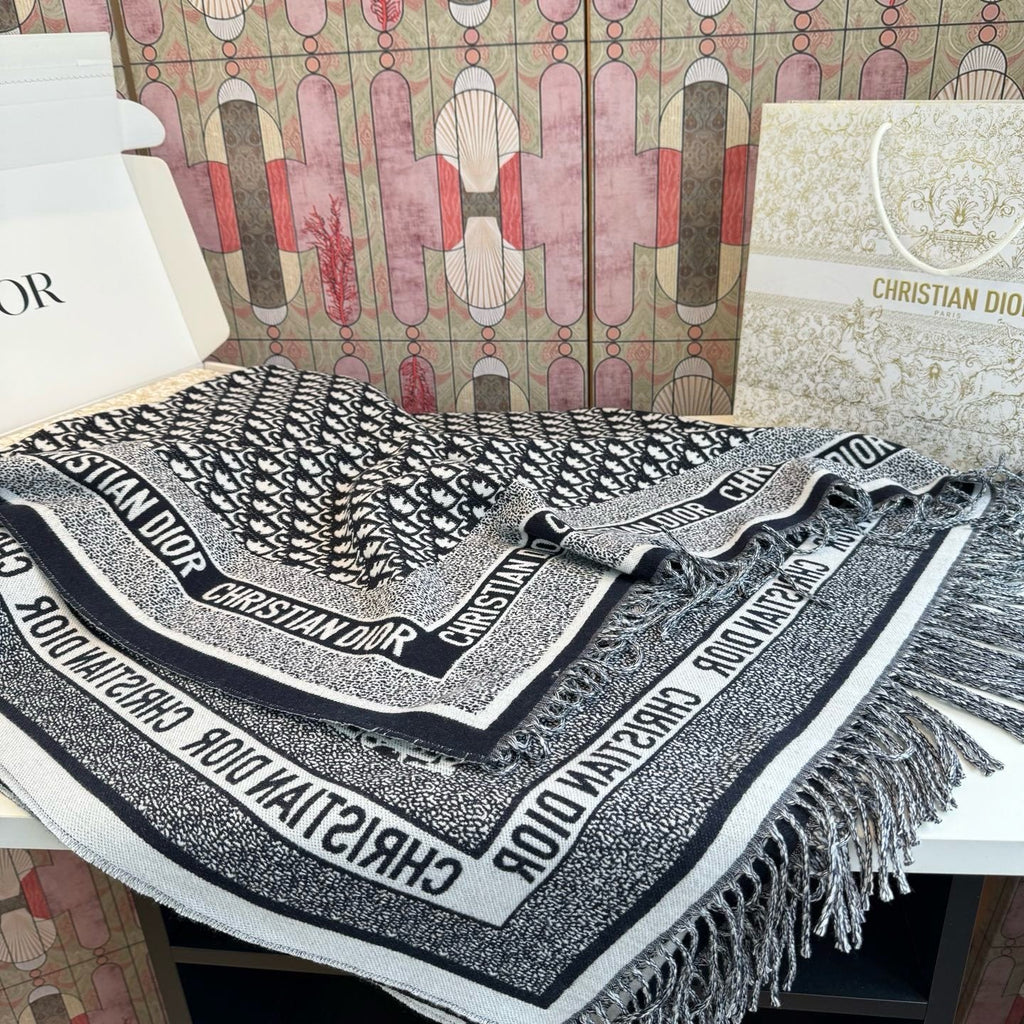 Dior Graphic Fringe Square Scarf
