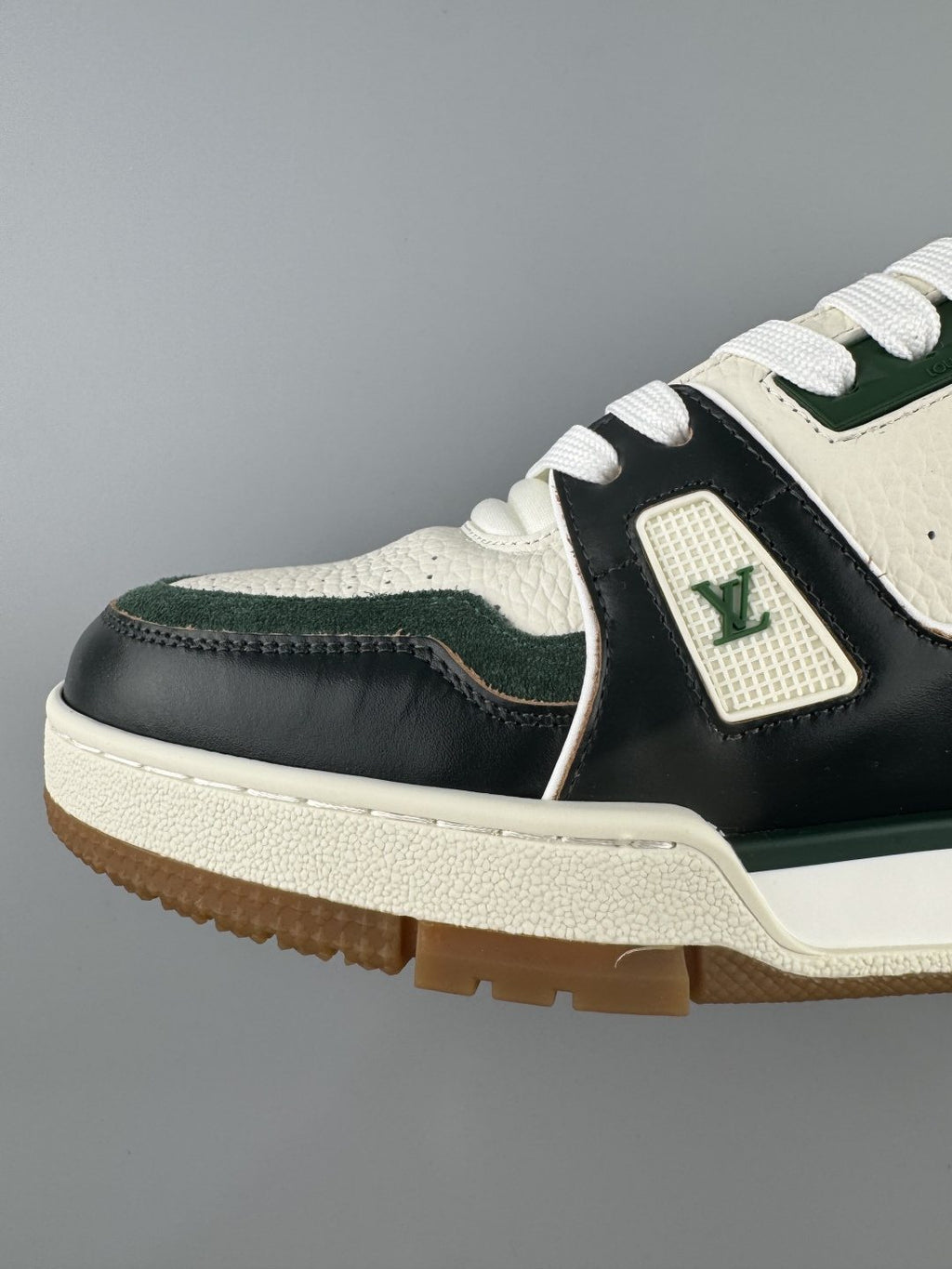 Louis Vuitton White, Green & Black Trainer Sneaker